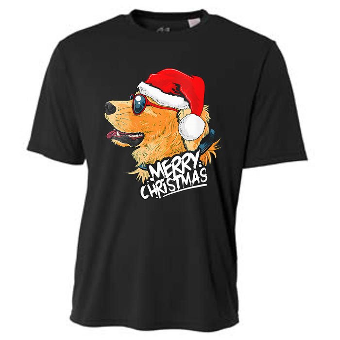 Golden Retriever Christmas Sweater Santa Xmas Dog  Cooling Performance Crew T-Shirt