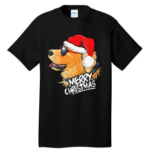 Golden Retriever Christmas Sweater Santa Xmas Dog  Tall T-Shirt