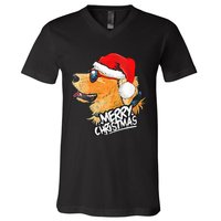 Golden Retriever Christmas Sweater Santa Xmas Dog  V-Neck T-Shirt