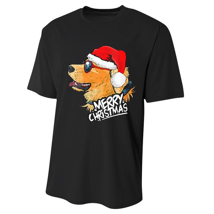 Golden Retriever Christmas Sweater Santa Xmas Dog  Performance Sprint T-Shirt