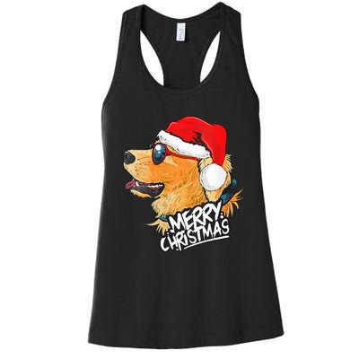 Golden Retriever Christmas Sweater Santa Xmas Dog  Women's Racerback Tank