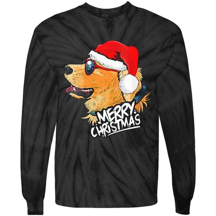 Golden Retriever Christmas Sweater Santa Xmas Dog  Tie-Dye Long Sleeve Shirt