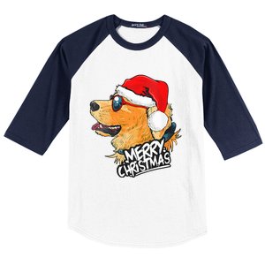 Golden Retriever Christmas Sweater Santa Xmas Dog  Baseball Sleeve Shirt