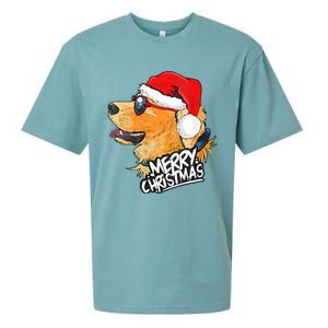 Golden Retriever Christmas Sweater Santa Xmas Dog  Sueded Cloud Jersey T-Shirt