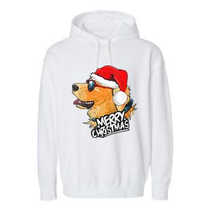 Golden Retriever Christmas Sweater Santa Xmas Dog  Garment-Dyed Fleece Hoodie