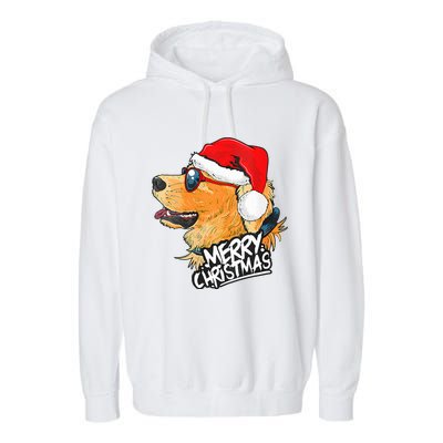 Golden Retriever Christmas Sweater Santa Xmas Dog Christmas  Garment-Dyed Fleece Hoodie