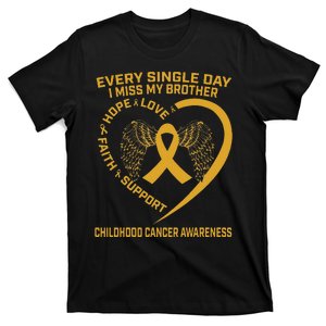 Gold Ribbon Childhood Cancer Awareness I Miss My Brother T-Shirt