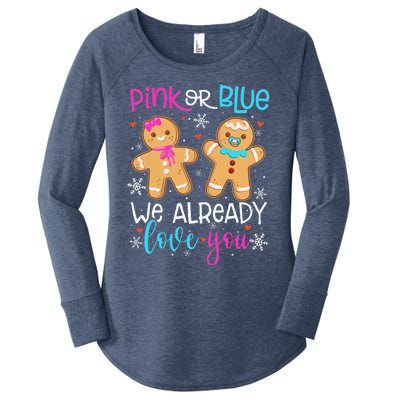 Gender Reveal Christmas Pregnancy Announcement Pink Or Blue Women's Perfect Tri Tunic Long Sleeve Shirt