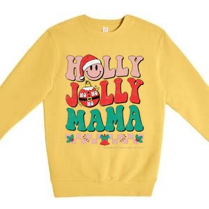 Groovy Retro Christmas Hippie Have A Holly Xmas Jolly Mama Premium Crewneck Sweatshirt