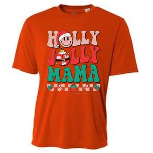 Groovy Retro Christmas Hippie Have A Holly Xmas Jolly Mama Cooling Performance Crew T-Shirt