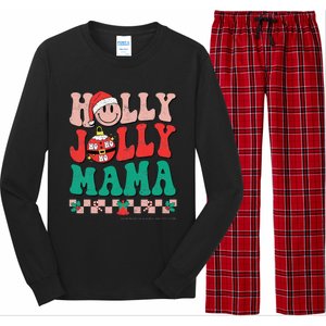 Groovy Retro Christmas Hippie Have A Holly Xmas Jolly Mama Long Sleeve Pajama Set