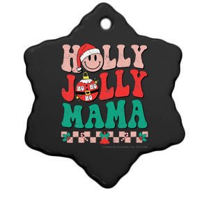 Groovy Retro Christmas Hippie Have A Holly Xmas Jolly Mama Ceramic Star Ornament