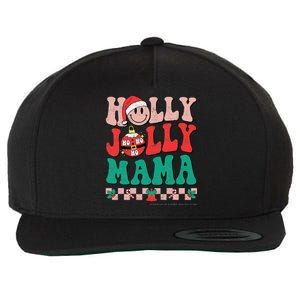 Groovy Retro Christmas Hippie Have A Holly Xmas Jolly Mama Wool Snapback Cap