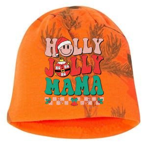 Groovy Retro Christmas Hippie Have A Holly Xmas Jolly Mama Kati - Camo Knit Beanie