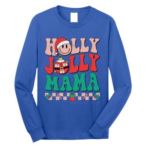 Groovy Retro Christmas Hippie Have A Holly Xmas Jolly Mama Long Sleeve Shirt