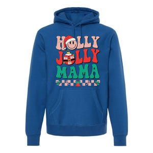 Groovy Retro Christmas Hippie Have A Holly Xmas Jolly Mama Premium Hoodie