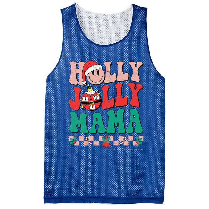 Groovy Retro Christmas Hippie Have A Holly Xmas Jolly Mama Mesh Reversible Basketball Jersey Tank