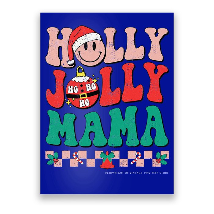 Groovy Retro Christmas Hippie Have A Holly Xmas Jolly Mama Poster