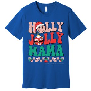 Groovy Retro Christmas Hippie Have A Holly Xmas Jolly Mama Premium T-Shirt