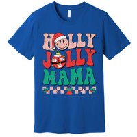 Groovy Retro Christmas Hippie Have A Holly Xmas Jolly Mama Premium T-Shirt