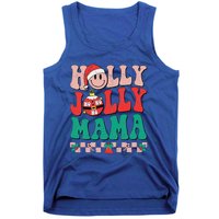 Groovy Retro Christmas Hippie Have A Holly Xmas Jolly Mama Tank Top