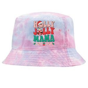 Groovy Retro Christmas Hippie Have A Holly Xmas Jolly Mama Tie-Dyed Bucket Hat