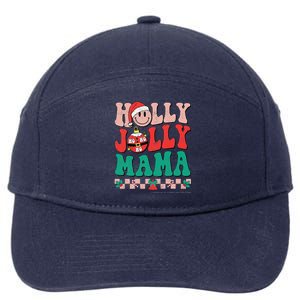 Groovy Retro Christmas Hippie Have A Holly Xmas Jolly Mama 7-Panel Snapback Hat