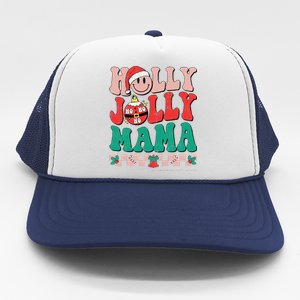 Groovy Retro Christmas Hippie Have A Holly Xmas Jolly Mama Trucker Hat