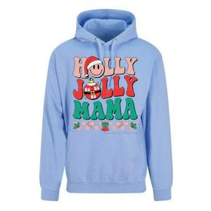 Groovy Retro Christmas Hippie Have A Holly Xmas Jolly Mama Unisex Surf Hoodie