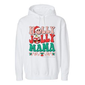 Groovy Retro Christmas Hippie Have A Holly Xmas Jolly Mama Garment-Dyed Fleece Hoodie