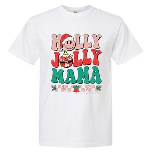 Groovy Retro Christmas Hippie Have A Holly Xmas Jolly Mama Garment-Dyed Heavyweight T-Shirt