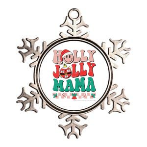 Groovy Retro Christmas Hippie Have A Holly Xmas Jolly Mama Metallic Star Ornament