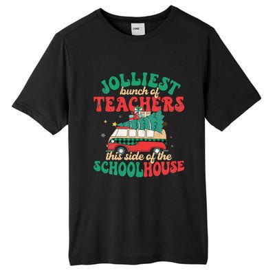 Groovy Retro Christmas Teacher Jolly Vibes Jolliest Bunch Tall Fusion ChromaSoft Performance T-Shirt