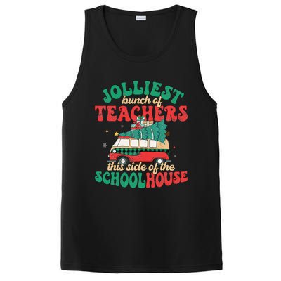 Groovy Retro Christmas Teacher Jolly Vibes Jolliest Bunch PosiCharge Competitor Tank