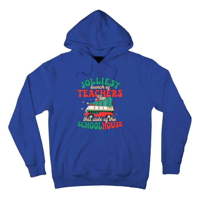 Groovy Retro Christmas Teacher Jolly Vibes Jolliest Bunch Hoodie