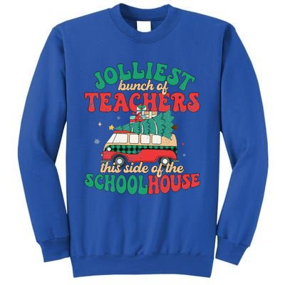 Groovy Retro Christmas Teacher Jolly Vibes Jolliest Bunch Sweatshirt