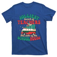 Groovy Retro Christmas Teacher Jolly Vibes Jolliest Bunch T-Shirt