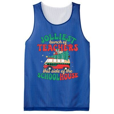 Groovy Retro Christmas Teacher Jolly Vibes Jolliest Bunch Mesh Reversible Basketball Jersey Tank