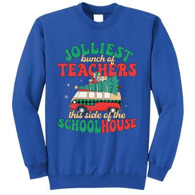 Groovy Retro Christmas Teacher Jolly Vibes Jolliest Bunch Tall Sweatshirt