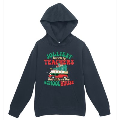 Groovy Retro Christmas Teacher Jolly Vibes Jolliest Bunch Urban Pullover Hoodie