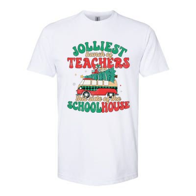 Groovy Retro Christmas Teacher Jolly Vibes Jolliest Bunch Softstyle CVC T-Shirt