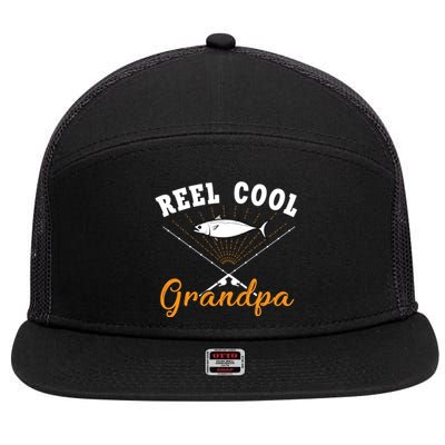 Great Reel Cool Grandpa Fishing Gift 7 Panel Mesh Trucker Snapback Hat