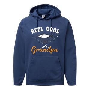 Great Reel Cool Grandpa Fishing Gift Performance Fleece Hoodie