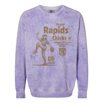 Grand Rapids Chicks Professional Women Baseball Colorblast Crewneck Sweatshirt