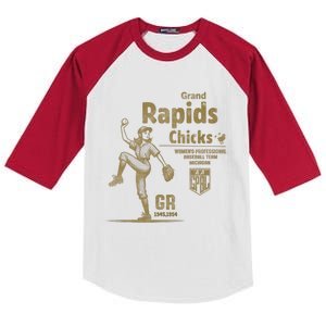 Grand Rapids Chicks Professional Women Baseball Kids Colorblock Raglan Jersey