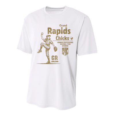 Grand Rapids Chicks Professional Women Baseball Performance Sprint T-Shirt