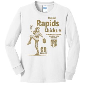 Grand Rapids Chicks Professional Women Baseball Kids Long Sleeve Shirt