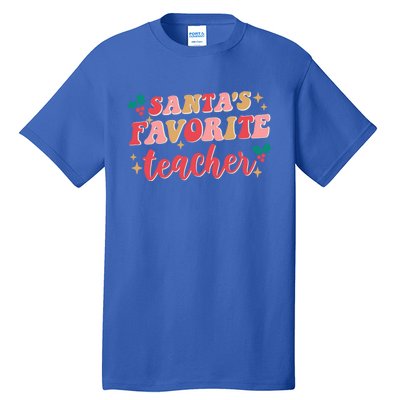 Groovy Retro Christmas School Santas Favorite Teacher Gift Tall T-Shirt