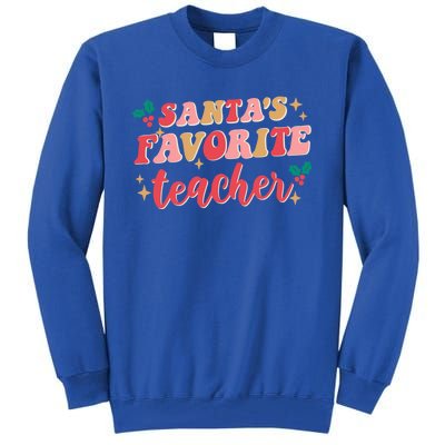 Groovy Retro Christmas School Santas Favorite Teacher Gift Tall Sweatshirt