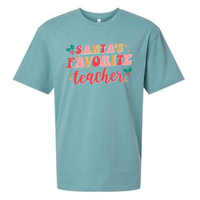 Groovy Retro Christmas School Santas Favorite Teacher Gift Sueded Cloud Jersey T-Shirt